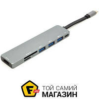 USB-хаб PowerPlant USB 3.1 Type-C Mini Dock with Hub/HDMI/Card Reader and Pass Through Charging (CA912094)