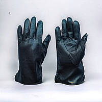 Перчатки кожаные женские на тонкой вязаной подкладке чёрные G&G 1056_7,5