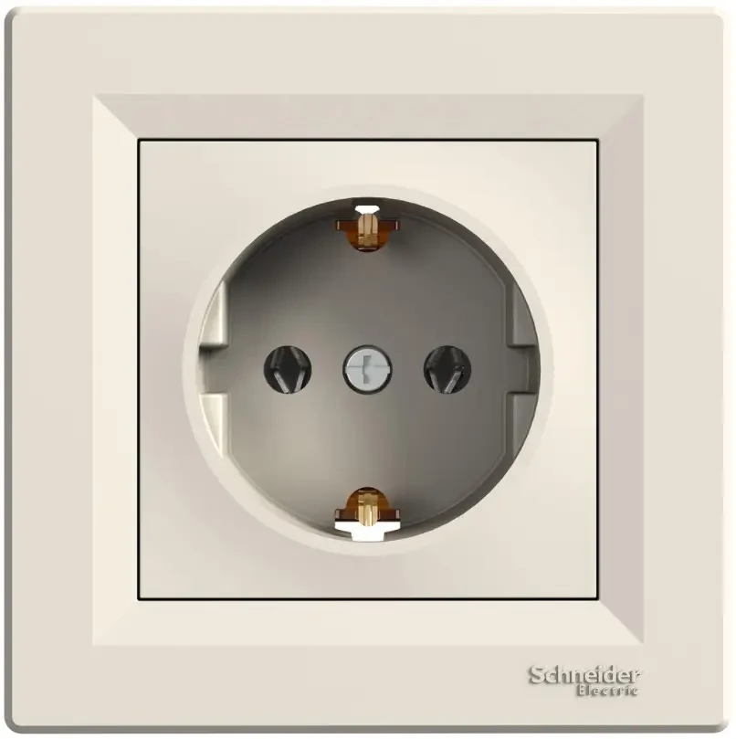 АКЦІЯ 8+2!!! Розетка із заземленням крем Asfora Schneider