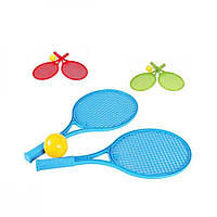 Набір ракеток для бадмінтону (великі) ТехноК 0380 м'ячик 2 ракетки теніс іграшка дитяча пластикова дітям