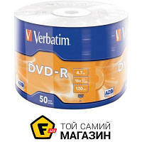 Verbatim DVD-R 4.7Gb 16x Matt Silver Wrap box 50шт. (43788)