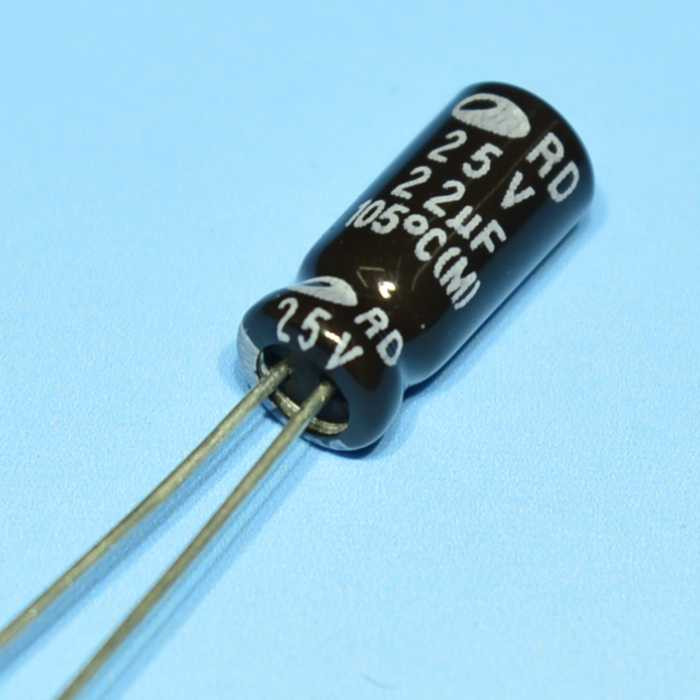 Конденсатор електролітичний 22мкФ 25В Samwha 105*С RD 5*11, фото 1