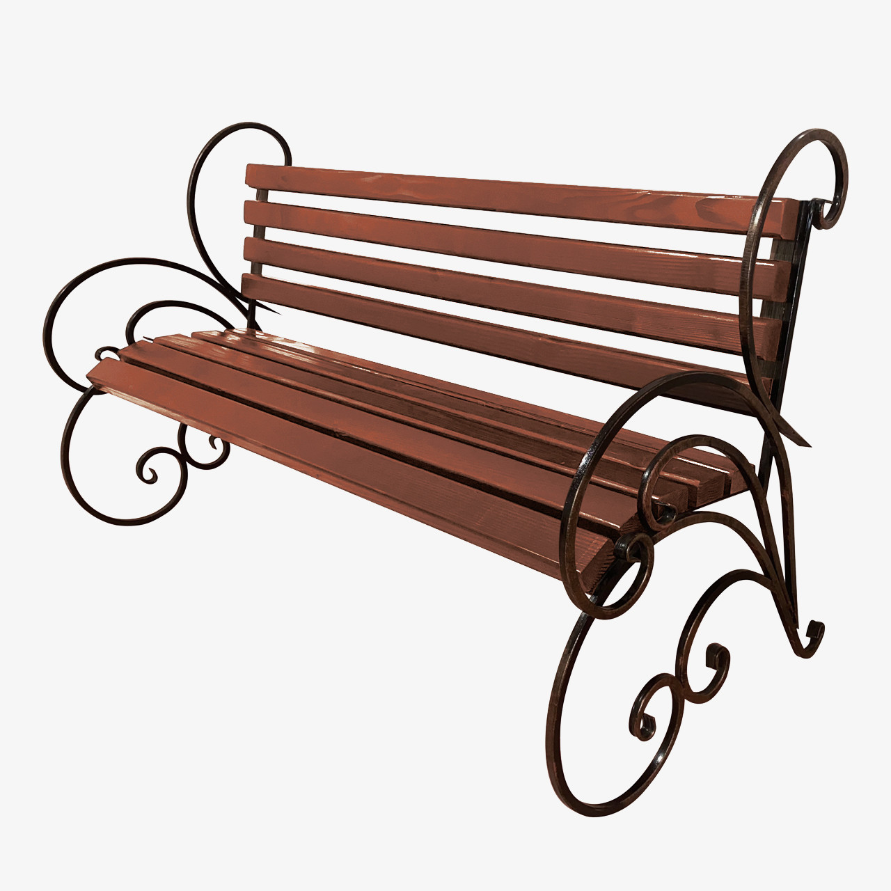Лавка садова кована Tobi Sho з фігурними поручнями 130 см колір макасар, фото 1