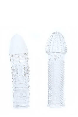 Насадка на член 2 штуки прозорого кольору Dream Toys MENZSTUFF EXTENDER Talla