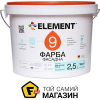 Краска Element Краска акриловая водоэмульсионная 9 База А мат белый 2.5л