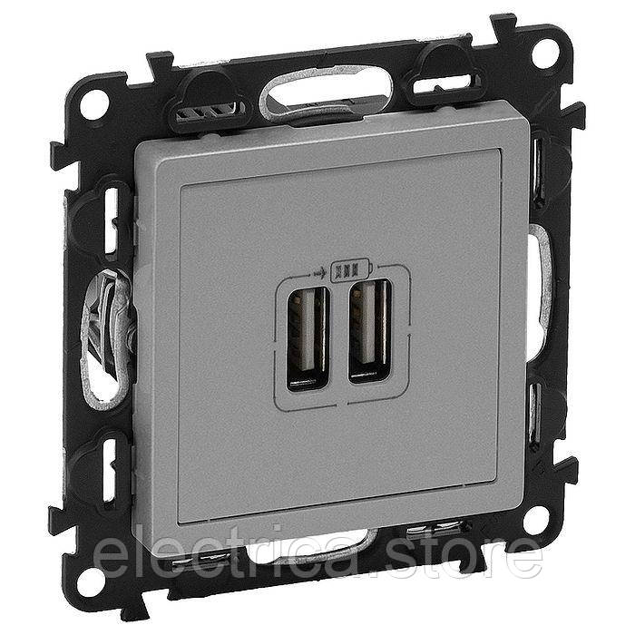 Розетка 2хUSB Valena Life алюміній 753612, фото 1