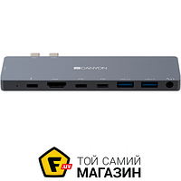 USB-хаб Canyon USB HUB 8 в 1 Type-C-HDMI-Thunderbolt-3.5мм 3USB Grey (CNS-TDS08DG) CNS-TDS08DG