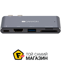 USB-хаб Canyon USB HUB 5 в 1 Type-C-HDMI-Thunderbolt SD TF 1USB Grey (CNS-TDS05DG) CNS-TDS05DG