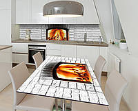 Наклейка 3Д виниловая на стол Zatarga «Белый камин» 650х1200 мм для домов, квартир, столов, к PP, код: 6441370