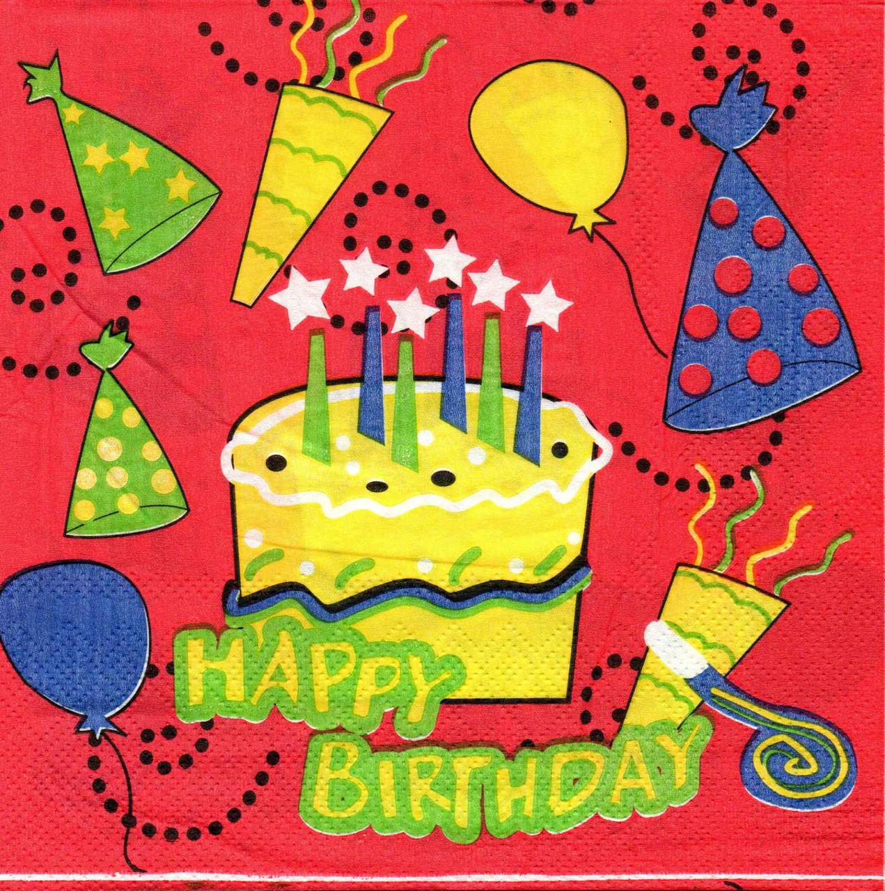 Серветки святкові "Happy Birthday" з тортиком