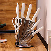 Набір кухонних ножів 7 предметів Білий PRO