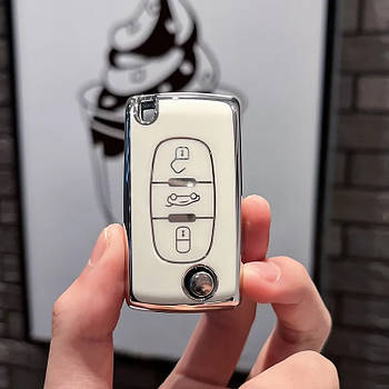 Чохол ТПУ для ключа Peugeot білий
