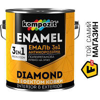 Эмаль Kompozit Эмаль антикоррозионная 3 в 1 DIAMOND черный металлический 2.5л