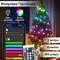 Умная гирлянда GarlandoPro 1733041ML 200LED 2m Multicolor смарт гирлянда SvitSmart