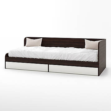 Односпальне ліжко з ящиками Еверест Соната-800 80х190 см венге темний + білий (DTM-2108)