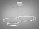 Підвісна біла люстра кільця 6639/800+600+400WH, фото 2