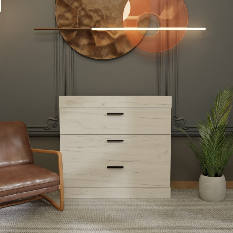 Комод Еверест на 3 ящики Соната-1 80х38х75 дуб крафт білий (DTM-2693), фото 1