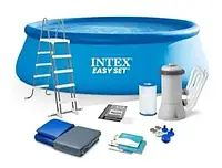 Надувний Басейн Intex 26168 NP 457х122 см (3785 л/рік, драбинка, тент, підстилка) + фільтр/насос/аксесуари