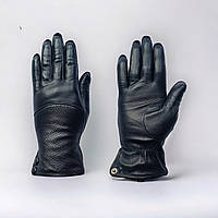 Перчатки кожаные женские на натуральной шерсти чёрные с сенсорными пальцами Pitas_Sensor 1036_6.5