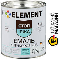 Эмаль Element Эмаль алкидная антикоррозийная 3 в 1 Стоп іржа темно-коричневый глянец 0.7 кг