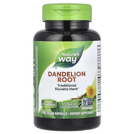 Корінь кульбаби Nature's Way Dandelion Root 525 mg 100 Veg Caps, фото 1