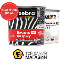 Эмаль ZEBRA Эмаль 3 в 1 серия Кольчуга молотковая 88 темно-коричневый глянец 2.2 кг