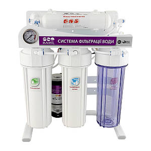 Система зворотнього осмосу GRANDO 5+ з насосом на станині з манометром 75G (RO905-550BP-EZ-S 75G)