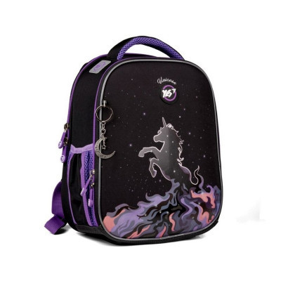 Рюкзак шкільний каркасний ортопедичний для першокласника Yes Magic Unicorn H-100, для дівчаток, чорний