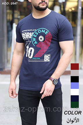 Футболка чоловіча оптом (S-2XL) Туреччина 2647-120351, фото 1