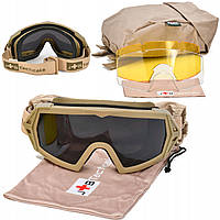 Тактические военные очки маска JB Tacticals Coyote армейские защитные очки со сменными линзами