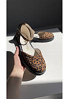 Женские закрытые леопардовые туфли из натуральной замши