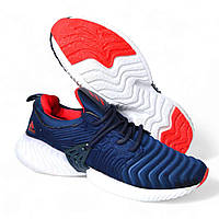 мужские кроссовки фирмы Adidas плотные текстиль синие с красным, адидасы бренд, топ качество на лето весну 45