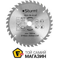 Відрізний диск Sturm! Диск пиляльний 190х20/16 мм 36 зубів для дерева (9020-190-20-36T)