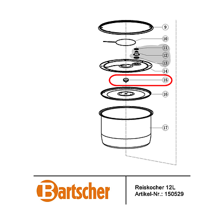 Кільце силіконове для рисоварки Bartscher 150529 (12L), Metos CFXB270B арт. 4015613666686 / E015052915, фото 2