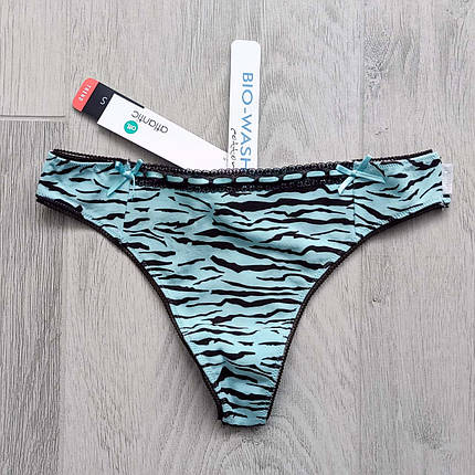 Набір 2 шт. жіночих стрінгів ATLANTIC розмір L із принтом зебра бірюзові, фото 1
