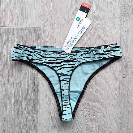 Набір 2 шт. жіночих стрінгів ATLANTIC розмір L із принтом зебра бірюзові, фото 2