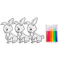 Набір зайчать із фломастерами "Розмальовка" 3 шт.