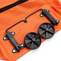 Сумка на колесах хозяйственная складная 54х40см (2 колеса) Оранжевая, шоппер-сумка тележка на колесах «T-s»