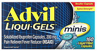 Advil Liqui-Gels 200мг 160 шт., обезболивающий, жаропонижающий препарат