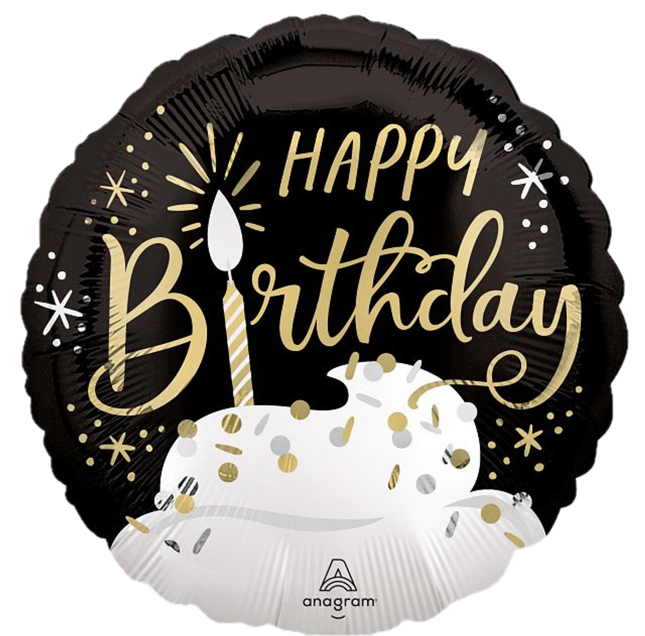 АН072 ANAGRAM-АН Коло 18" Happy Birthday - на чорному (УП)