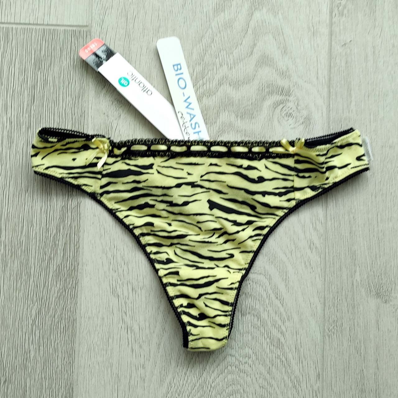 Набір 2 шт. жіночих стрінгів ATLANTIC з принтом зебра жовті, розмір S