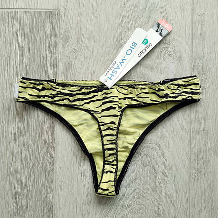 Набір 2 шт. жіночих стрінгів ATLANTIC з принтом зебра жовті, розмір S, фото 2