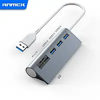 Хаб - Переходник Концентратор Card Reader 5в1 HUB USB 2.0 / 3 Port USB + TF + SD (HC) / ЮСБ-хаб Кардридер DF65