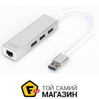 USB-хаб Digitus Концентратор-адаптер DIGITUS Gigabit Ethernet USB 3.0, 3xUSB, 1xLAN (DA-70250-1)