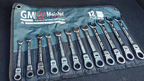 Набір ключів комбінованих з тріскачкою і шарніром 8-19мм 12 шт GUT MEISTER GM-11012