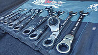 Рожково накидные ключи GUT MEISTER 12 шт. с трещоткой и шарниром (карданчиком)