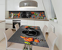 Наклейка 3Д виниловая на стол Zatarga «Благоухание гибискуса» 600х1200 мм для домов, квартир, AG, код: 6512092