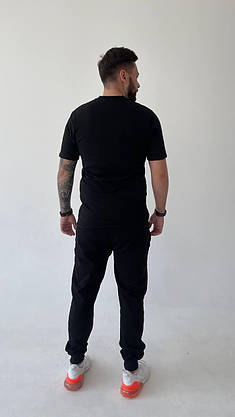 Футболка чоловіча спортивна Адідас чорного кольору повсякденна з написом adidas футболки на хлопців підлітків, фото 5