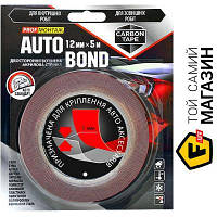 Клейкая лента Carbon Tape Двухсторонняя автомобильная клейкая лента AUTO BOND AB125 пено-акриловая 12 мм х 1