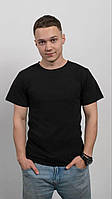 Мужская черная базовая футболка 100 хлопок M-6XL